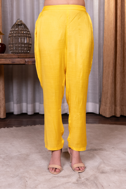Straight lace work kurta with pant and dupatta