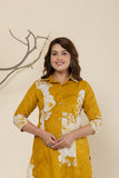 Women Shirt Collar Pure Cotton Kurta with Palazzos