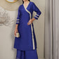 Adornia Solid Silk Blend Angrakha Kurta Set with Gotta Patti Detailing