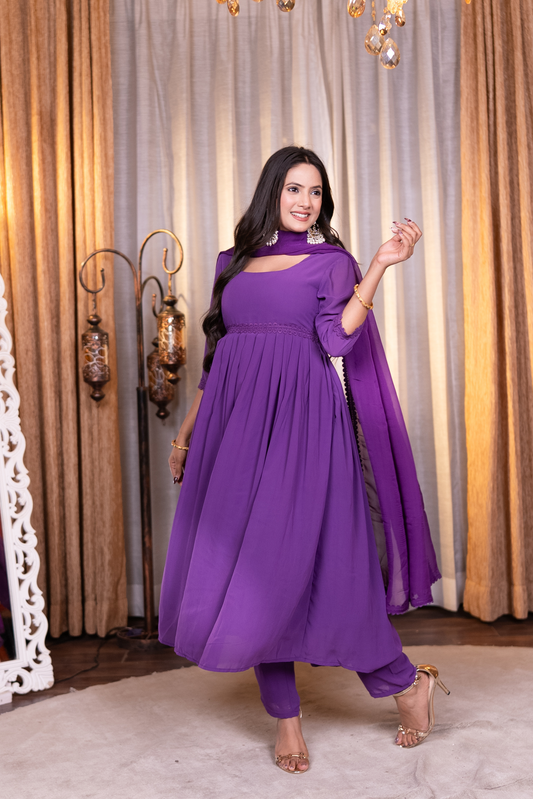 Anarkali kurta with pant and dupatta