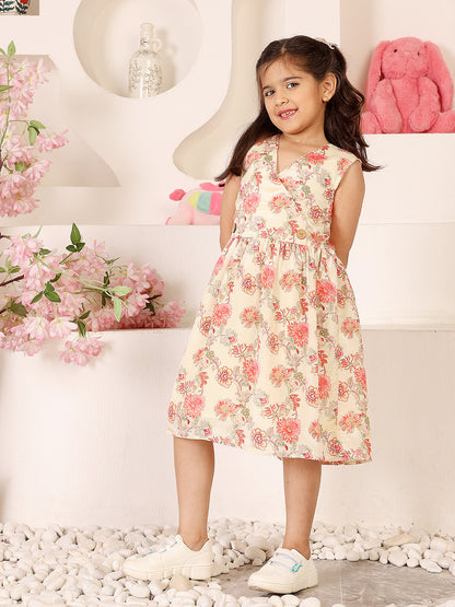 Girls Floral Print Fit & Flare Dress
