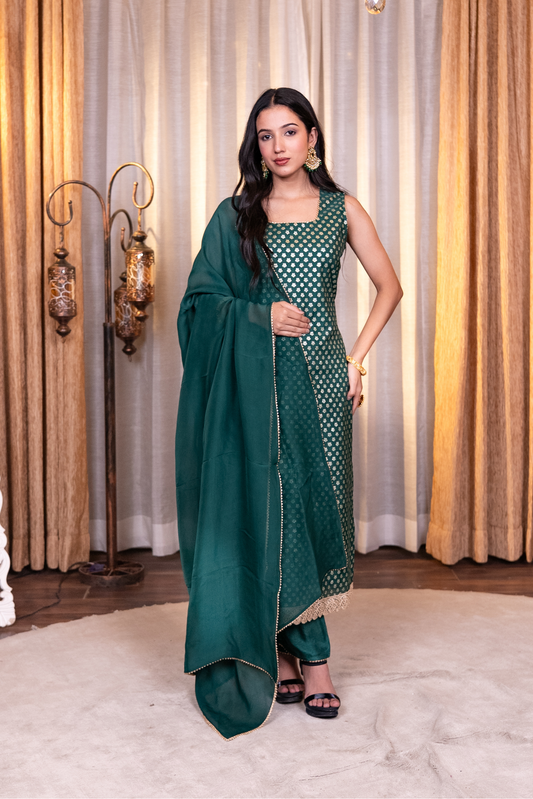 Brocade kurta set with pant and dupatta