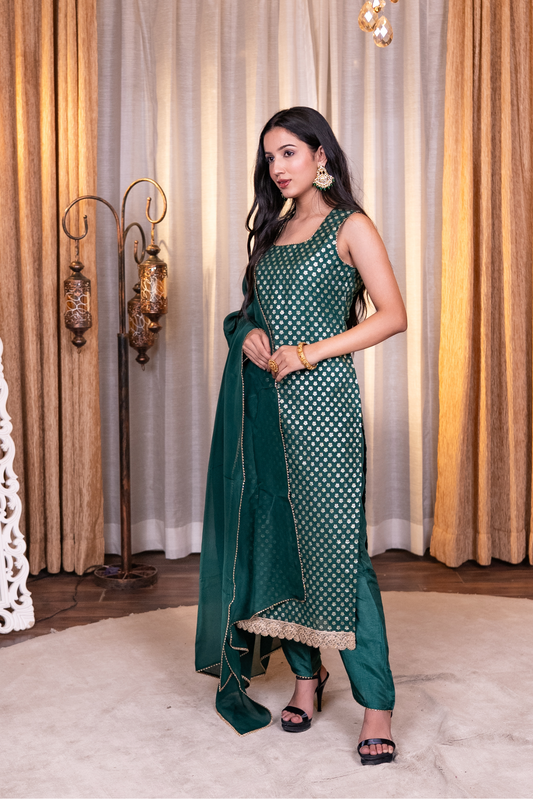 Brocade kurta set with pant and dupatta