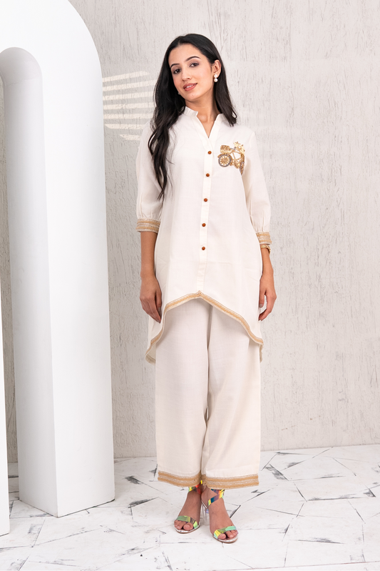 Embroiderd Beige Co-Ords Set