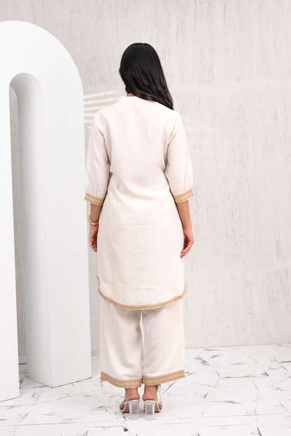 Embroiderd Beige Co-Ords Set