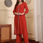 Square Neck Gotta Patti Georgette Straight Kurta With Palazzos & Dupatta