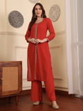 Square Neck Gotta Patti Georgette Straight Kurta With Palazzos & Dupatta