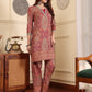 Women Floral Dyed Regular Kurta with Trousers