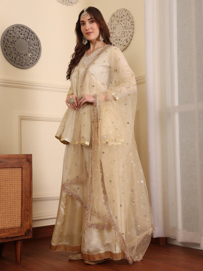 Women Yoke Design Empire Kurti with Palazzos & With Dupatta