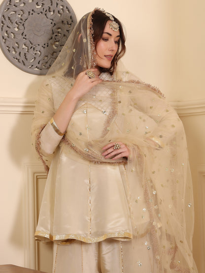 Women Yoke Design Empire Kurti with Palazzos & With Dupatta