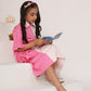 Pink colour blocked dress