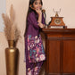 Floral printed purple kurta set