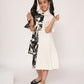 Panelled floral printed white dress