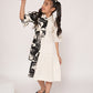 Panelled floral printed white dress