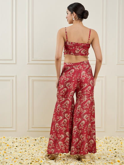 Printed Top & Palazzo With Shrug Co-Ords