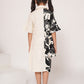 Panelled floral printed white dress
