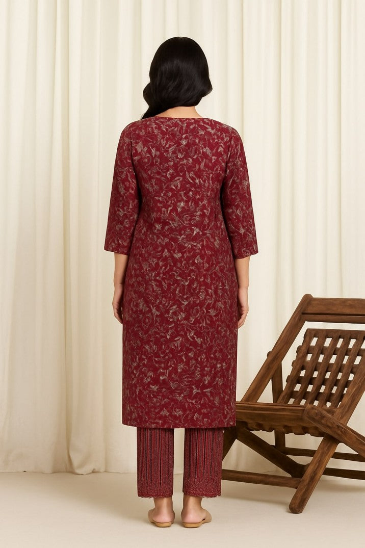 Women Floral Printed V Neck Pure Cotton Kurta with Trousers & Dupatta