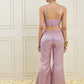 Woven Design Scoop Neck Sleeveless Brocade Co-Ord Set