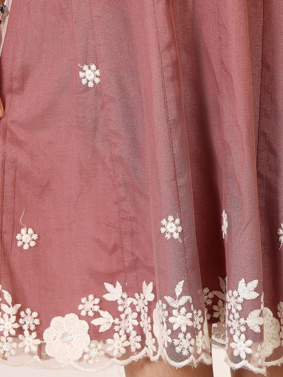 Girls Floral Embroidered Applique Fit & Flare Dress