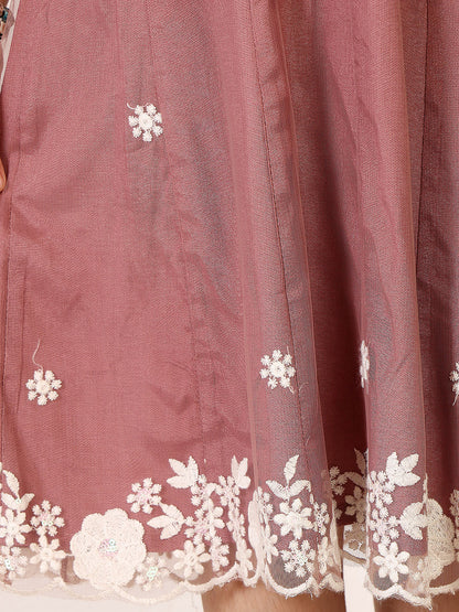 Girls Floral Embroidered Applique Fit & Flare Dress