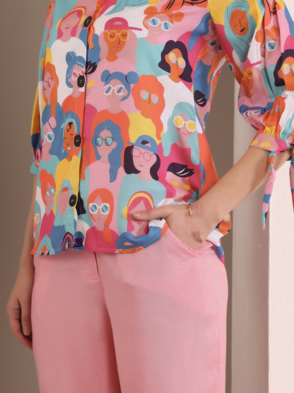Printed Pure Cotton Shirt With Trouser