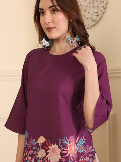 Women Printed Regular Pure Cotton Kurta with Trousers