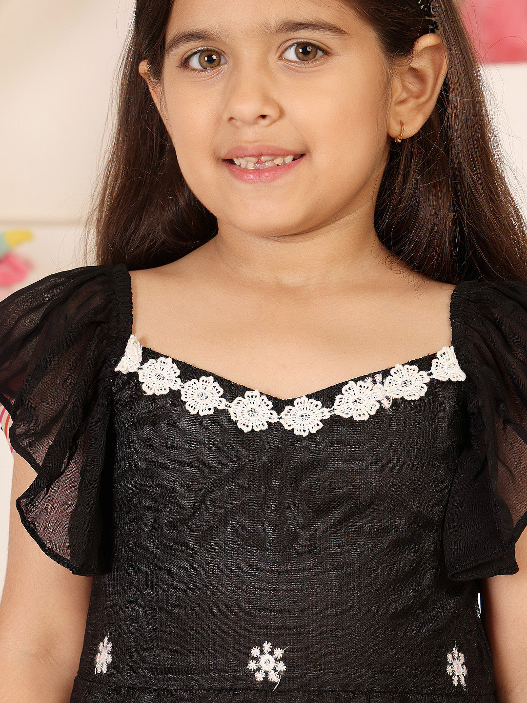 Girls Floral Embroidered Fit & Flare Dress