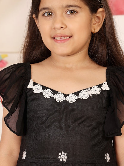 Girls Floral Embroidered Fit & Flare Dress