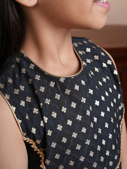 Black brocade top with pant and dupatta