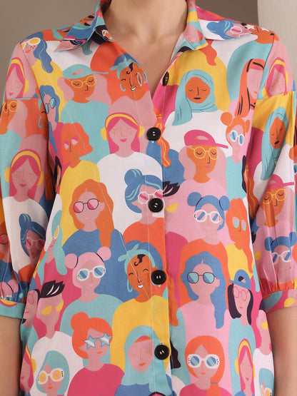 Printed Pure Cotton Shirt With Trouser