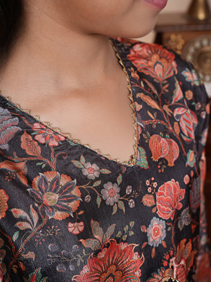 Girls Floral Printed Kurta with Trousers