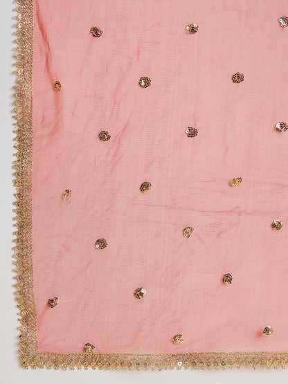 Women Embroidered High Slit Sequinned Silk Georgette Kurta with Sharara & With Dupatta