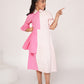 Pink colour blocked dress