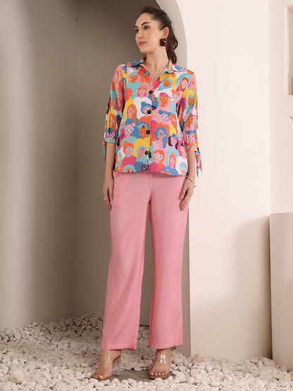 Printed Pure Cotton Shirt With Trouser