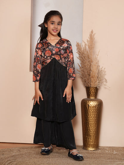 Girls Floral Printed Kurta with Trousers