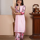 Floral printed pink kurta set