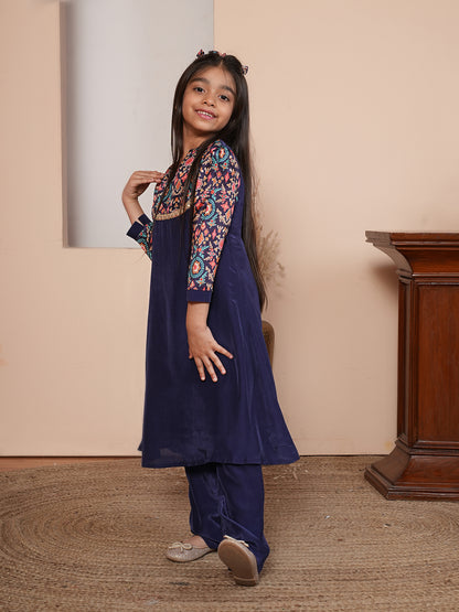 Mosaic print blue kurta set