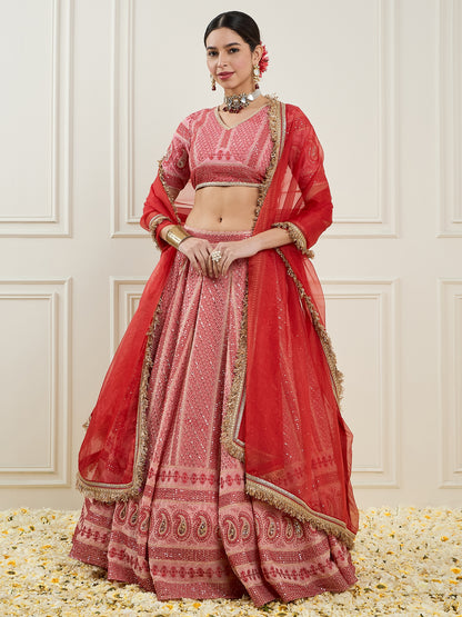 Embroidered Sequinned Ready to Wear Lehenga & Blouse With Dupatta