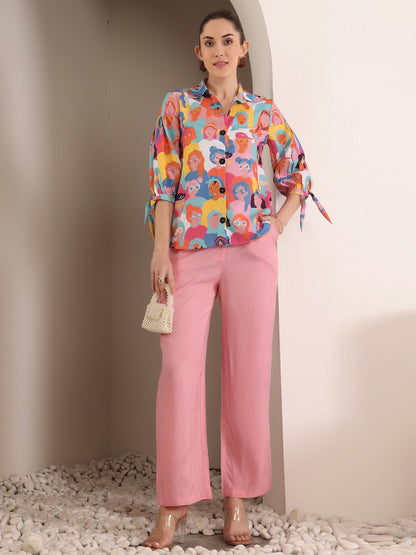 Printed Pure Cotton Shirt With Trouser