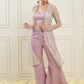 Woven Design Scoop Neck Sleeveless Brocade Co-Ord Set