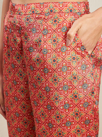 Printed Empire Silk Crepe Kurta & Trousers