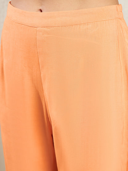 V-Neck Flared Sleeves Thread Work Kurta with Trousers