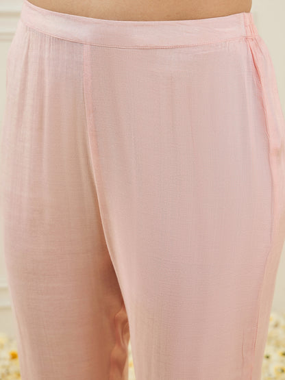 Embroidered Regular Sequinned Straight Kurta & Trousers