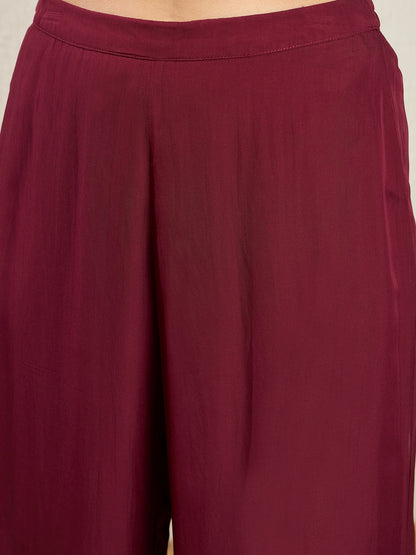Notch Neck Regular Sleeves Gotta Patti Kurta With Palazzos & Dupatta