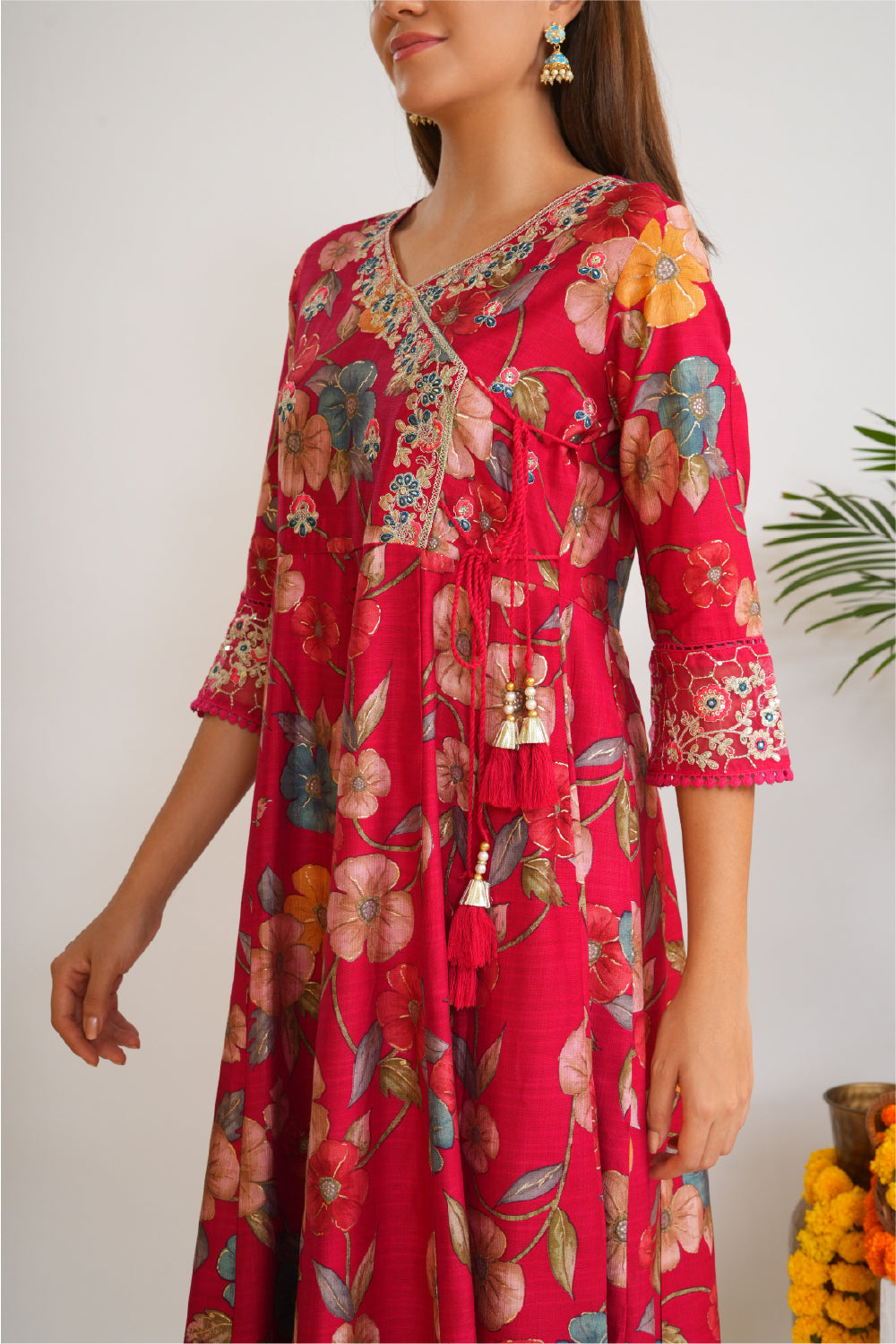 Women Floral Printed Cotton A-Line Kurta with Trousers & Dupatta