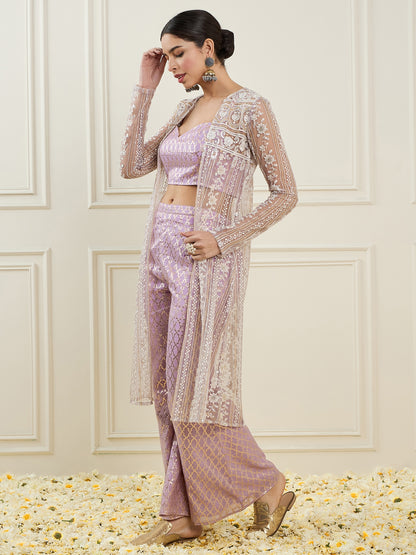 Woven Design Scoop Neck Sleeveless Brocade Co-Ord Set