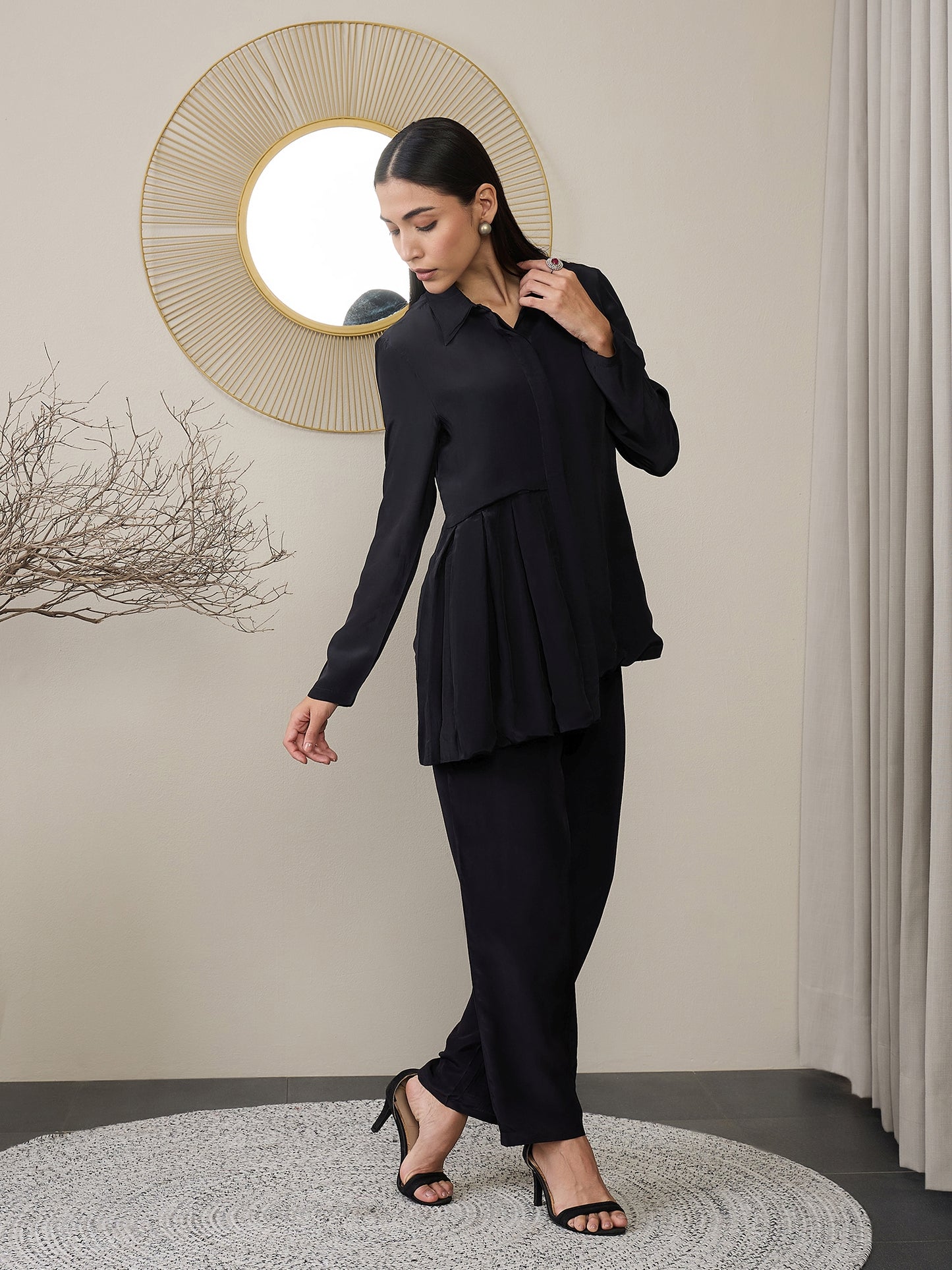 One Side Pleated Shirt & Trouser