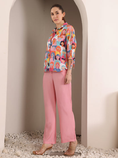 Printed Pure Cotton Shirt With Trouser