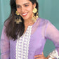 Sania Nehwal Floral Embroidered Organza Regular Kurta with Salwar