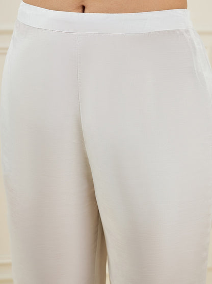 Ethnic Motifs Regular Chanderi Silk Kurta With Trousers & Dupatta